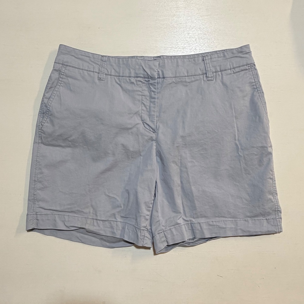 Cremieux Womens Size 10 Light Blue Grey Chino Shorts Mid Rise Stretch Cotton